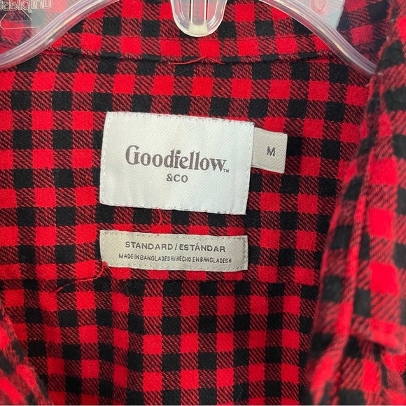 Goodfellow & Co Red and Black Plaid Men's M Shirt - Picture 3 of 12